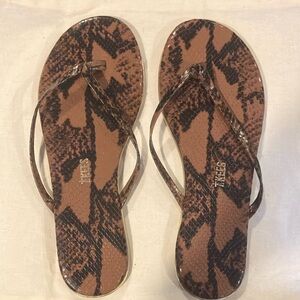 Tieks Brown Snake Print Sandals